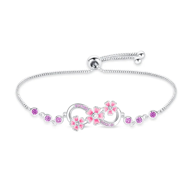 Pulseira original 925 prata símbolo da sorte zircão pulseira jóias de luxo para mulher romântico dia dos namorados jóias presentes