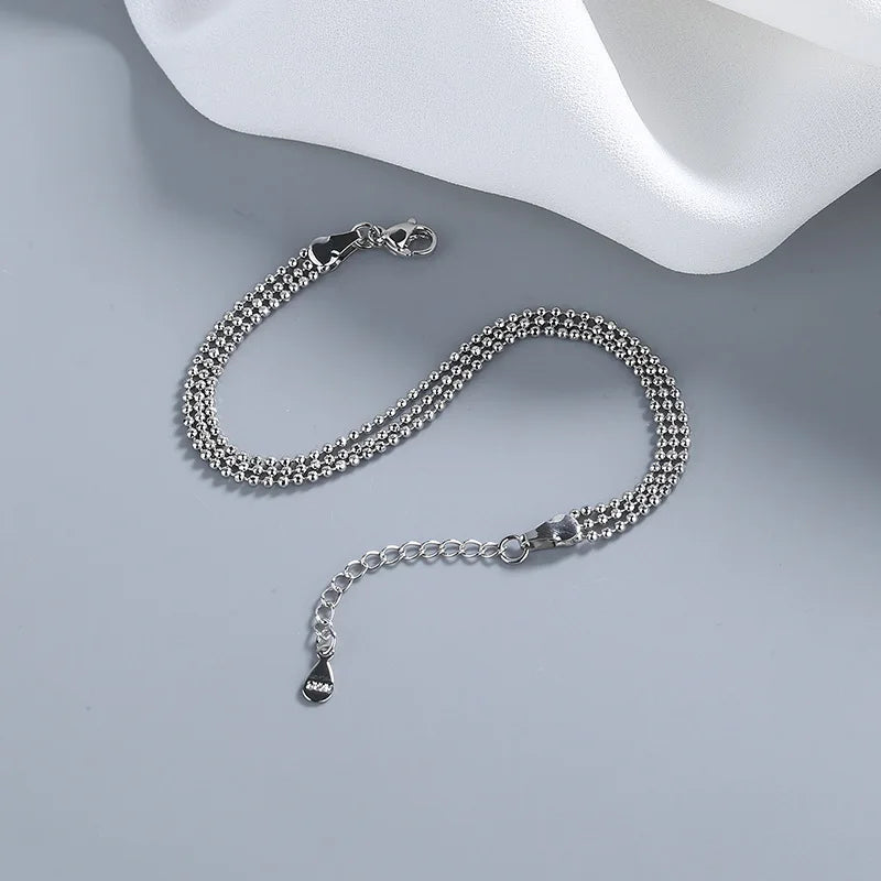 Pulseira circular de corrente de três camadas banhada a prata 925 para mulheres, presente simples e requintado, acessórios de casamento