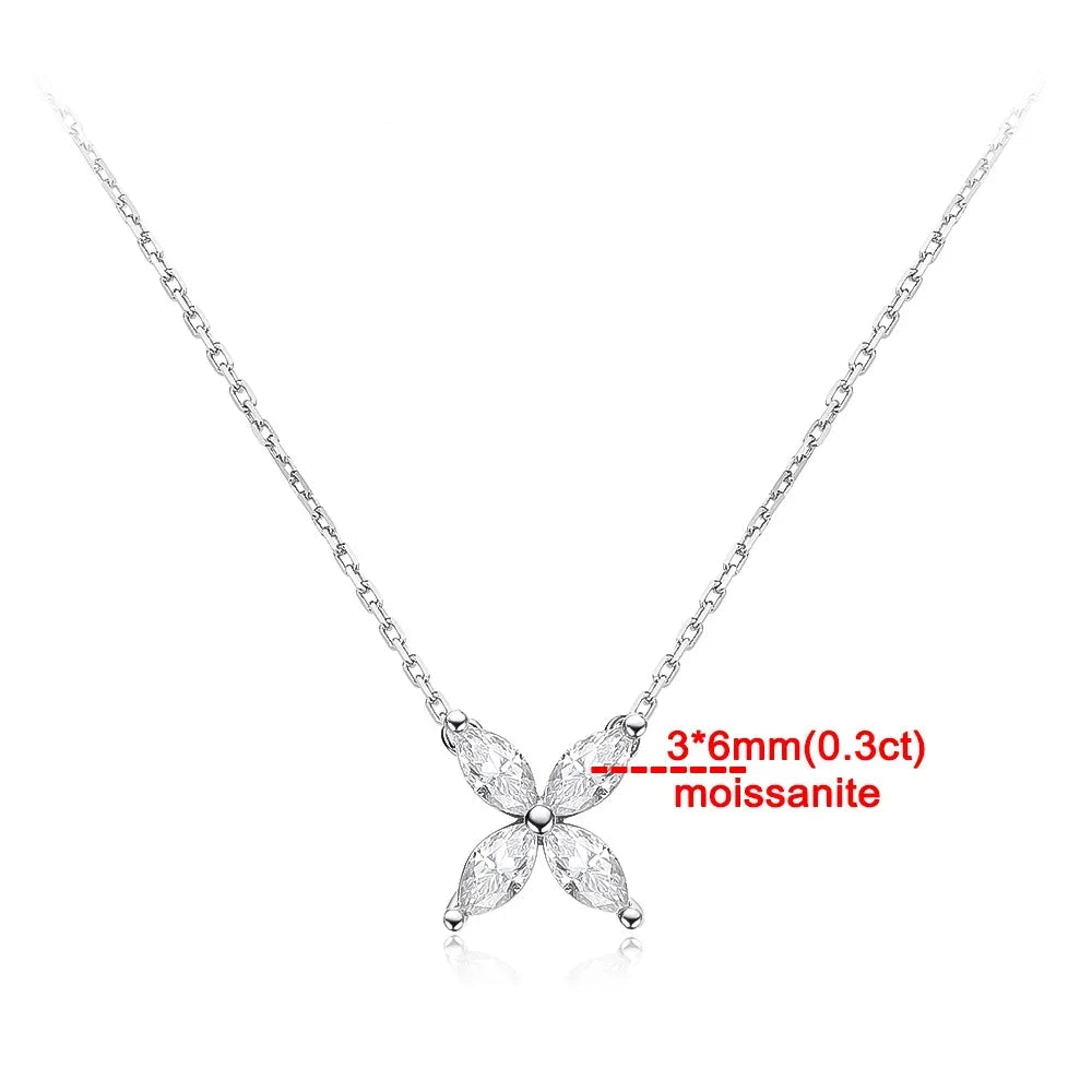 Marquise corte moissanite colar para mulher d cor vvs1 espumante laboratório diamante s925 prata rosa ouro borboleta pingente pescoço corrente