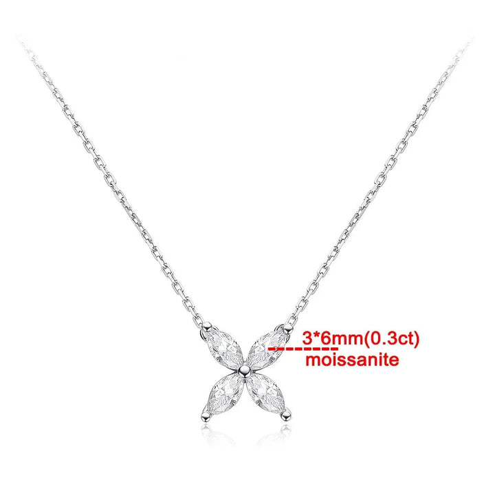 Marquise corte moissanite colar para mulher d cor vvs1 espumante laboratório diamante s925 prata rosa ouro borboleta pingente pescoço corrente