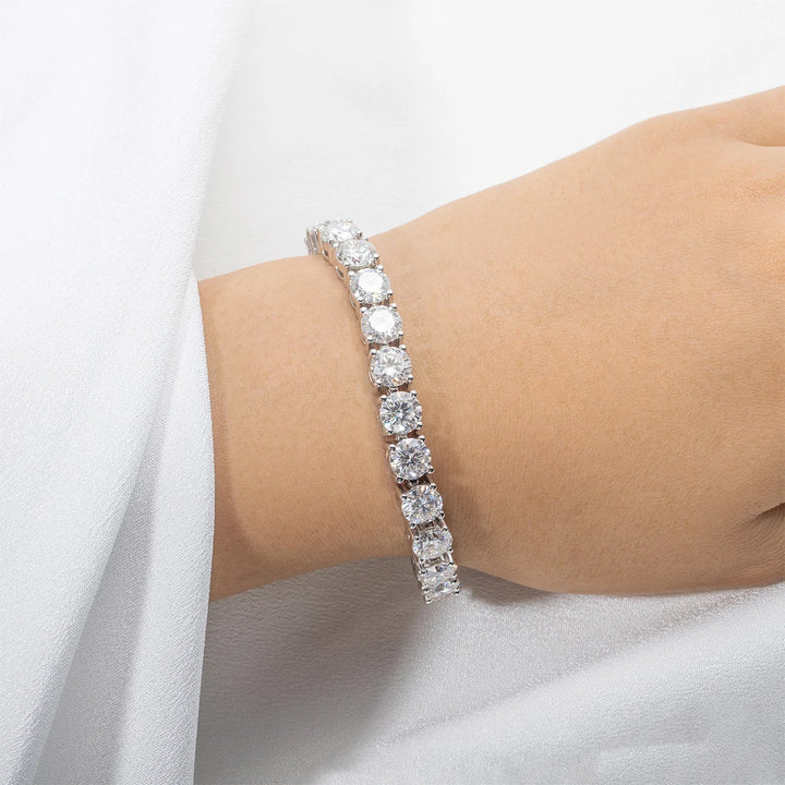 AnuJewel Moissanite Pulseira De Tênis De Diamante Para Homens, 925 Pulseiras De Casamento De Prata Esterlina, D Cor, Atacado, 6.5mm, 23-29ctw