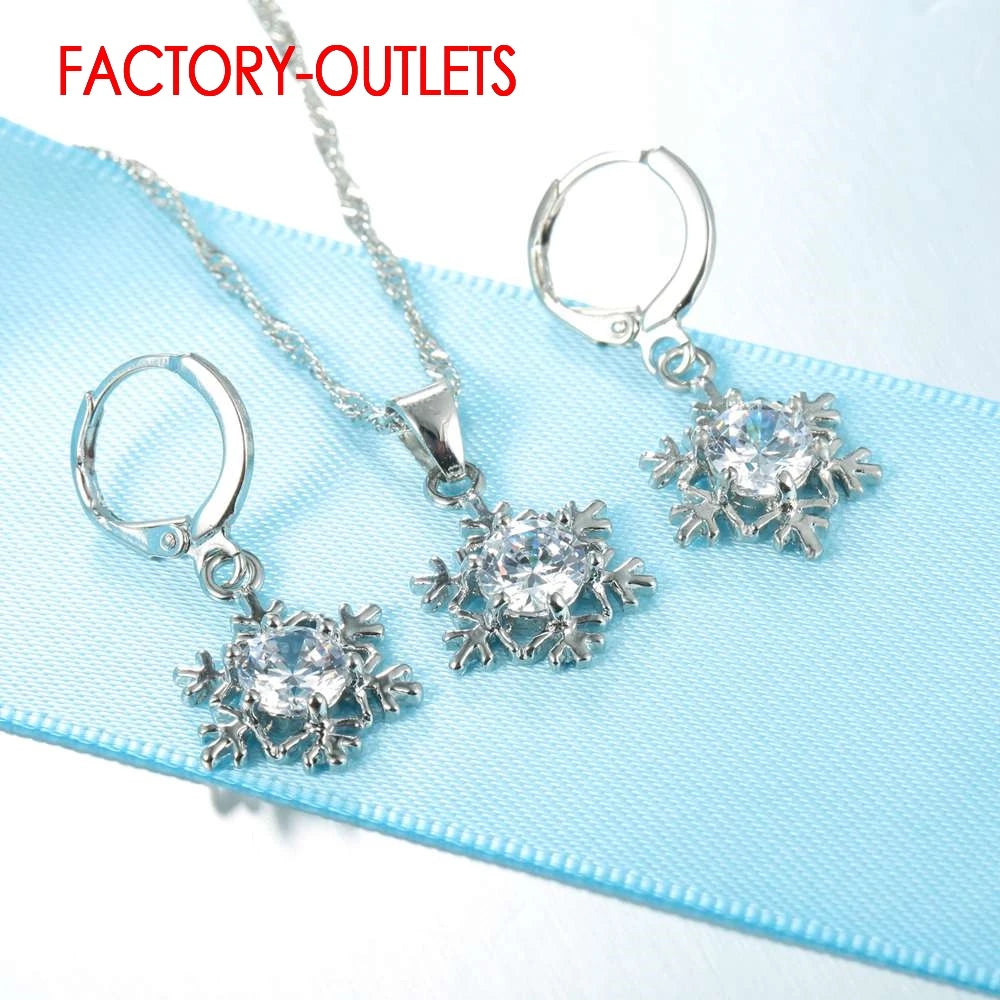 Genuíno 925 prata esterlina conjuntos de jóias de noiva moda jóias forma neve cz zircônia cúbica feminino meninas noivado aniversário