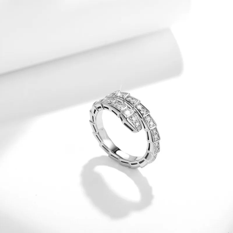 Siga nuvem em forma de cobra anel feminino completo moissanite diamante cobra osso aberto aliança de casamento para casal 925 prata esterlina festa