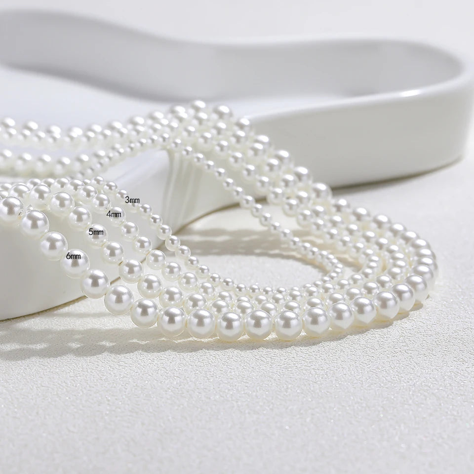 925 prata esterlina 6mm colar de pérolas para mulheres jóias no pescoço pérola grânulo gargantilha itens baratos com presente de festa