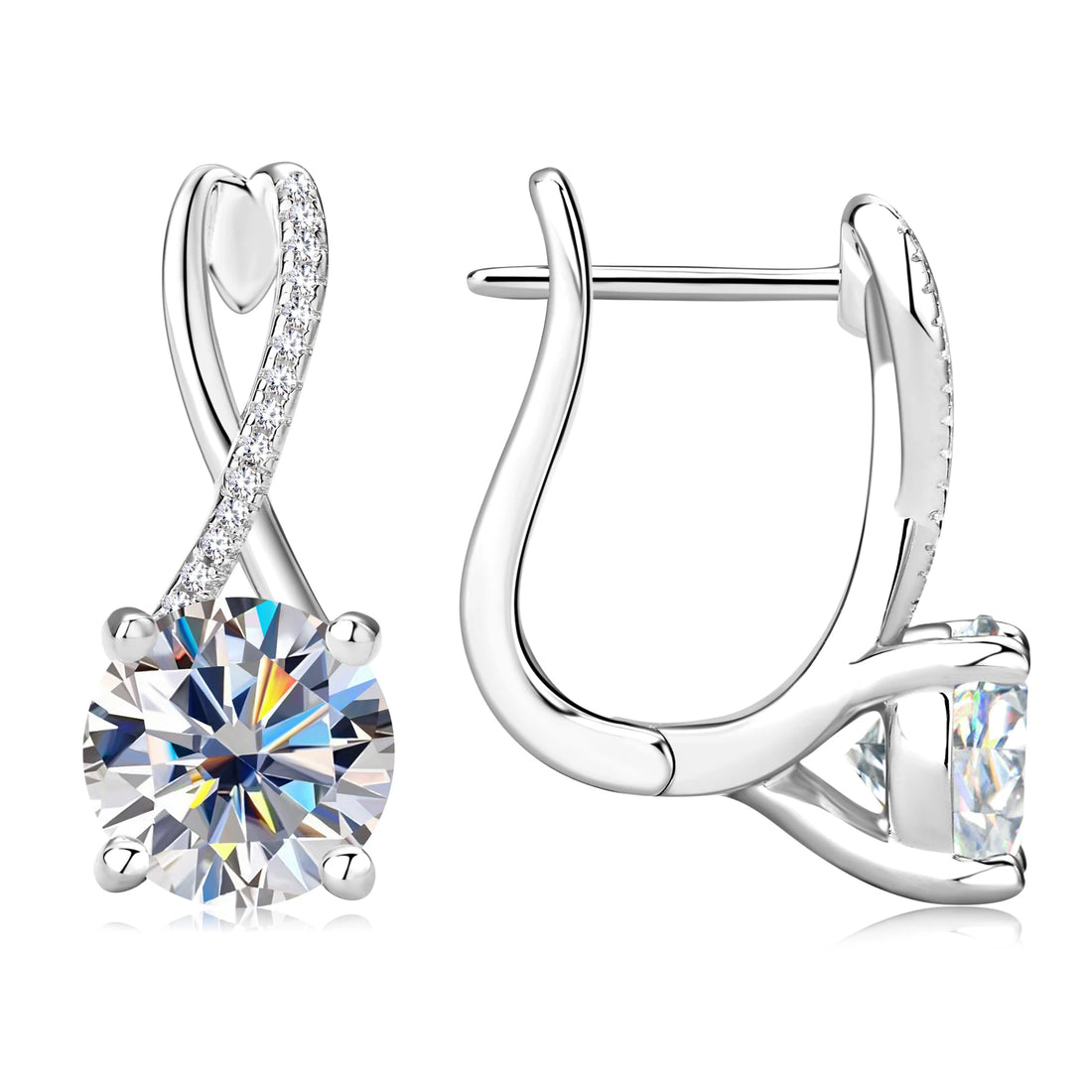 Brincos de argola banhados a ouro 18K 2 quilates Moissanite com certificados 8mm Brinco de diamante de laboratório para mulheres joias de prata 925 originais