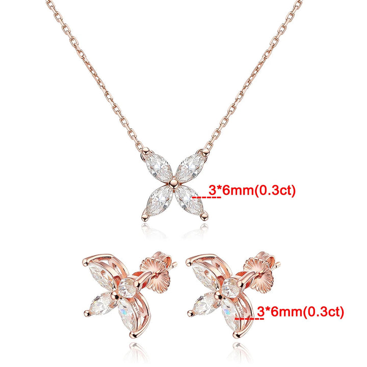 Marquise corte moissanite colar para mulher d cor vvs1 espumante laboratório diamante s925 prata rosa ouro borboleta pingente pescoço corrente