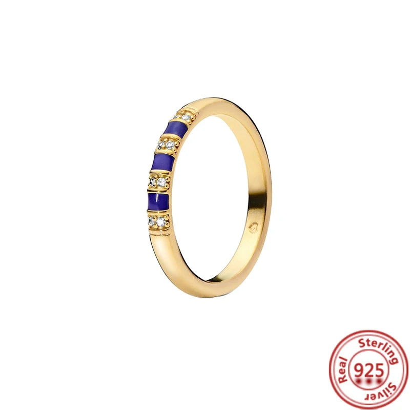 Nova venda quente 925 prata esterlina charme círculo anel de ouro apto para jóias femininas originais presentes de festa