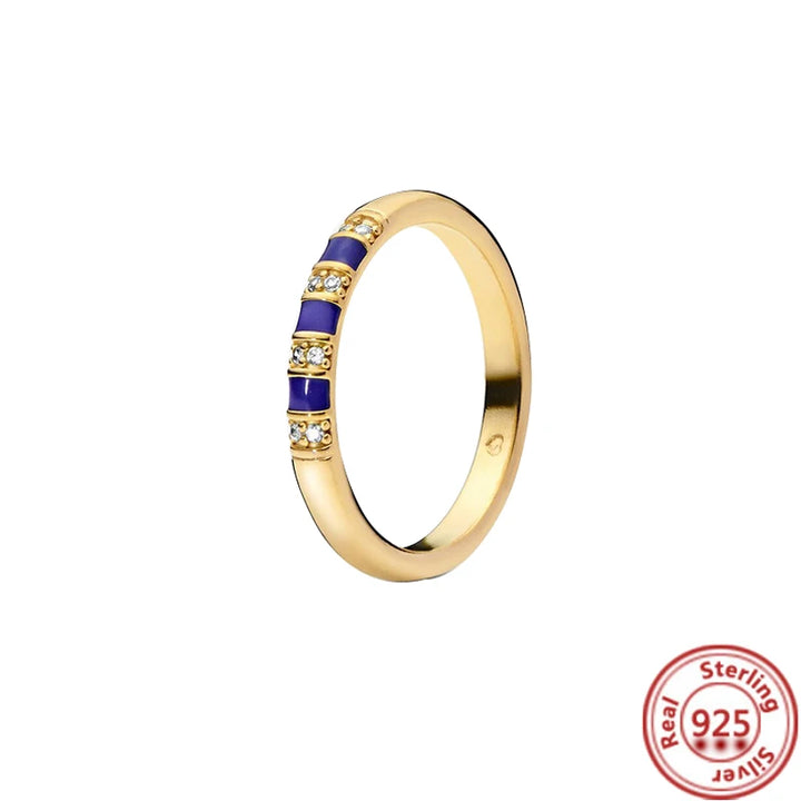 Nova venda quente 925 prata esterlina charme círculo anel de ouro apto para jóias femininas originais presentes de festa