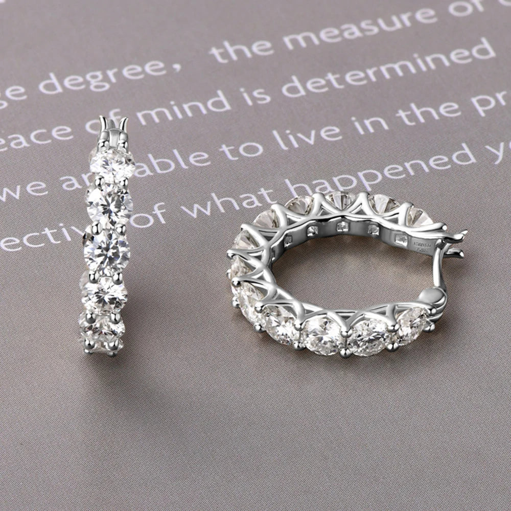 Full Moissanite Brinco De Argola para As Mulheres, Jóias De Casamento De Luxo, Original Certified, 925 Prata, 3.6ct Moissanite Diamante, 4mm