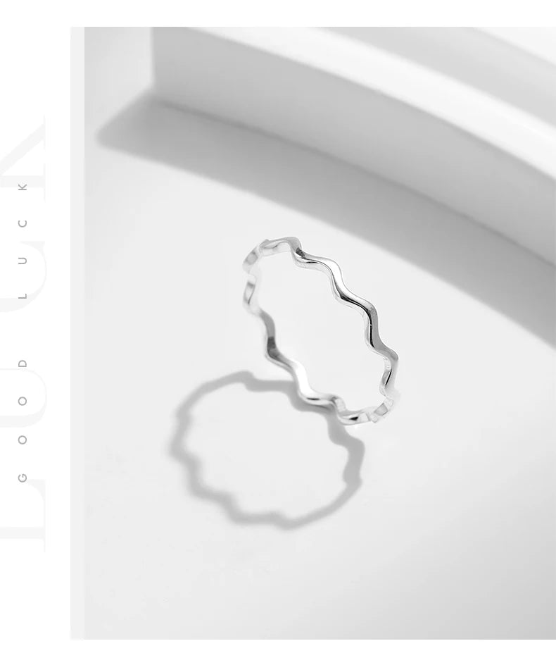 Modian 925 prata esterlina linha onda na moda anel de dedo fino simples empilhável requintado anéis para mulheres menina festa jóias presentes