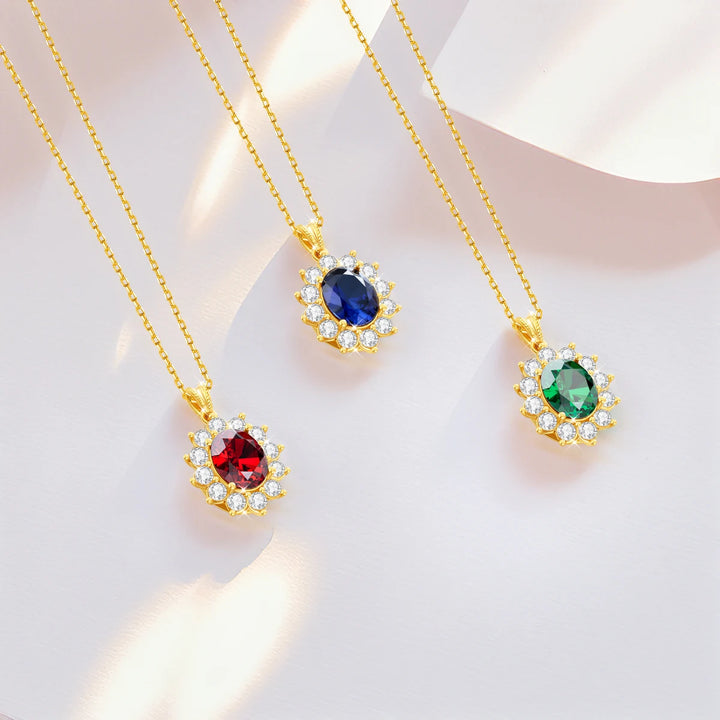 Szjinao colar de ouro corindo azul real 18k com certificado feminino princesa kate pingente k joias de ouro au750 selo presente de casamento