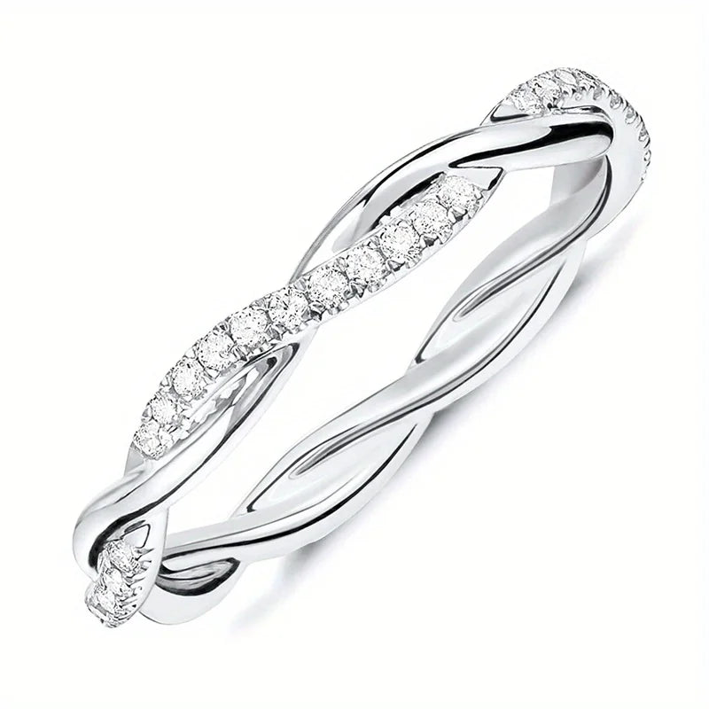 Anel torcido de zircônia cúbica Acessórios de joias de dedo de luxo