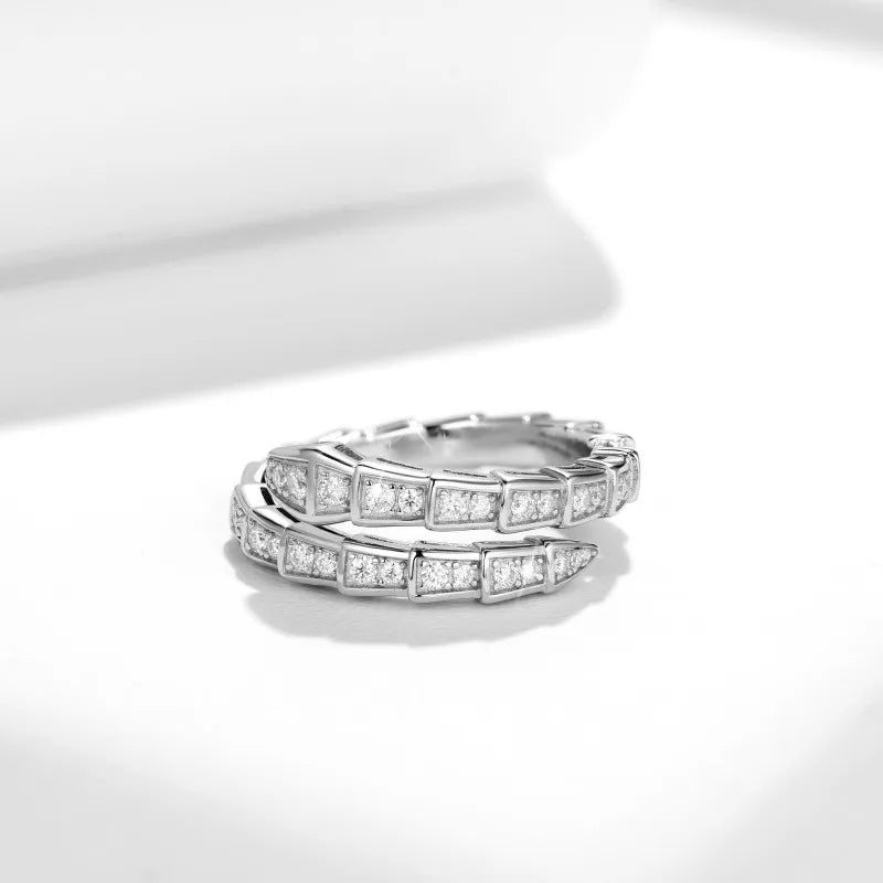 Siga nuvem em forma de cobra anel feminino completo moissanite diamante cobra osso aberto aliança de casamento para casal 925 prata esterlina festa