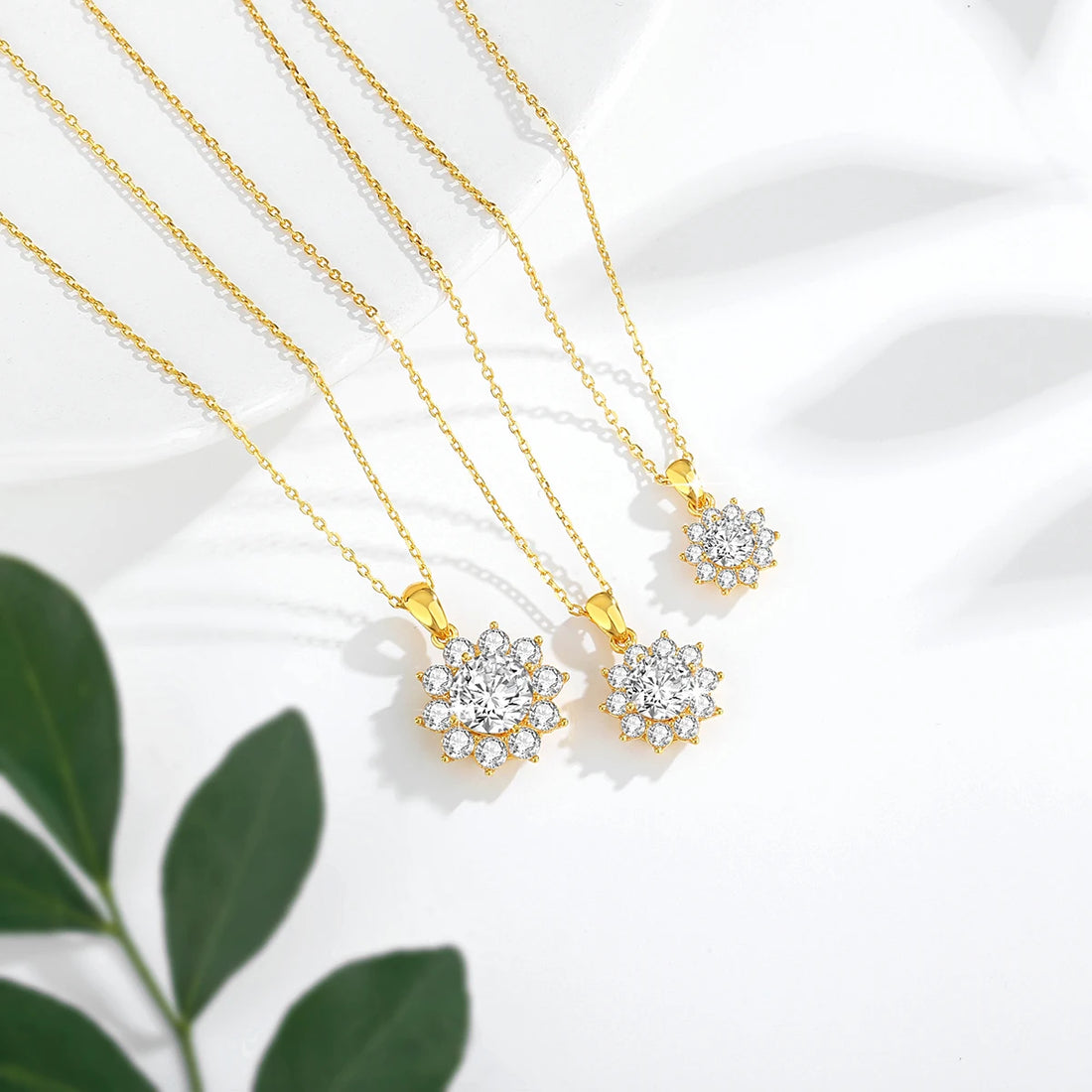 Szjinao colar de moissanite 1ct, ouro 18k 100% com certificado, joias de qualidade para mulheres, pingente de flor, presente de aniversário de casamento