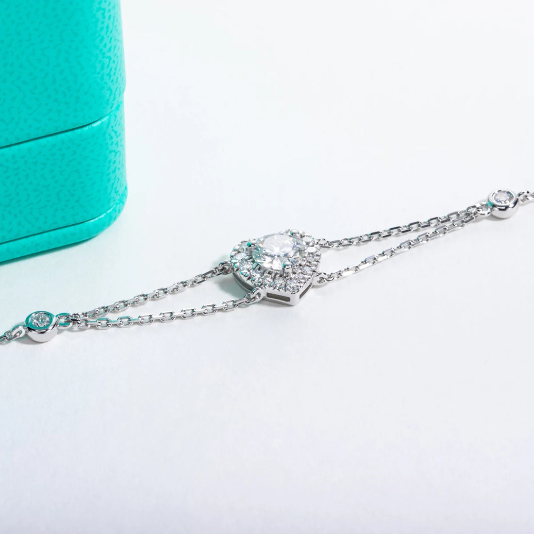 Coração de Marbella - Pulseira de Luxo Moissanite Coração em Prata Esterlina 925