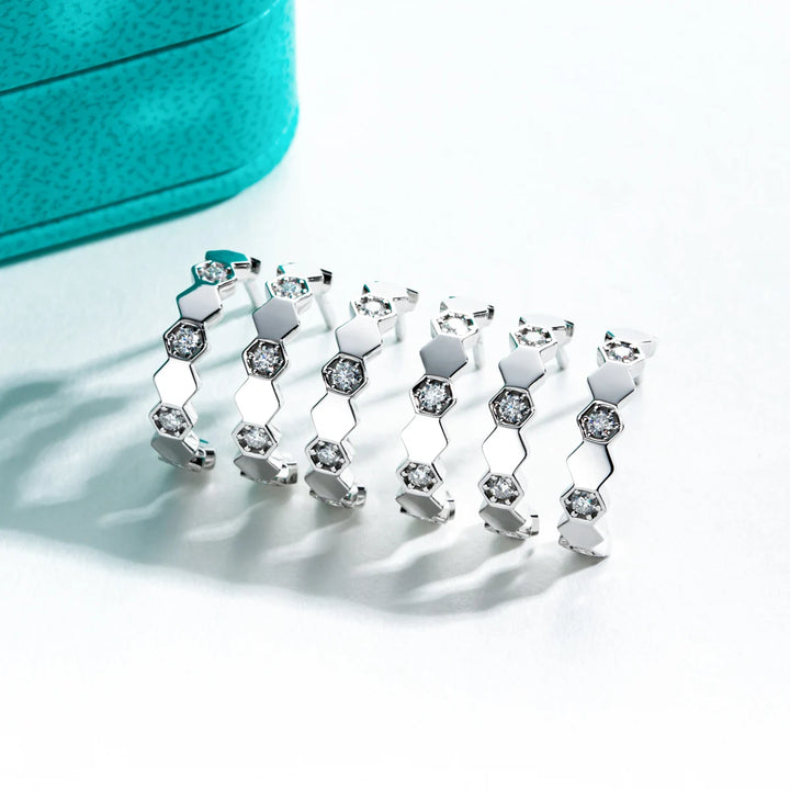 AnuJewel Honeycomb Hoop Brincos para Mulheres, 925 Sterling Silver, D Color, VVS1 Criado Diamond, Huggie, Jóias