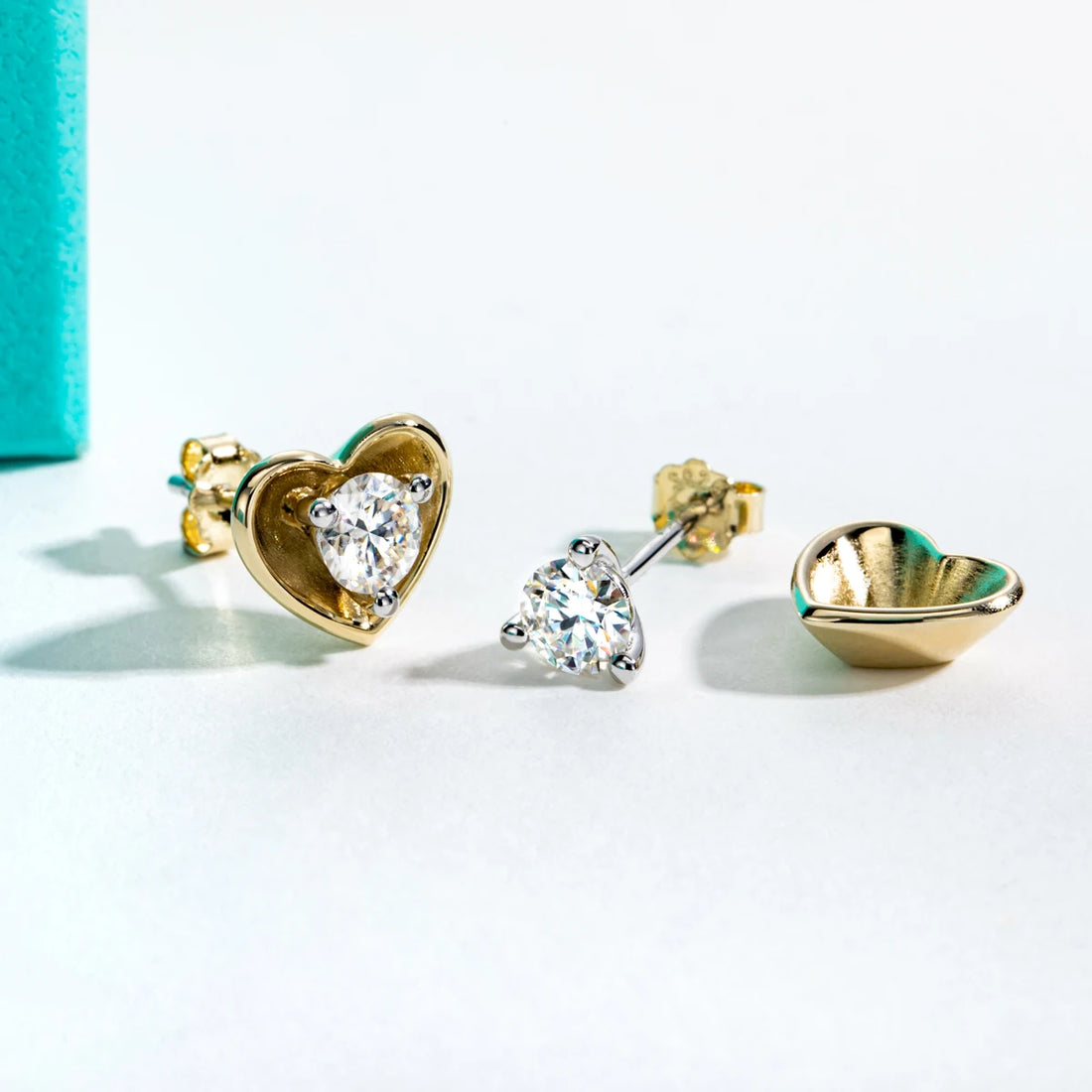 AnuJewel-Moissanite Brincos Da Forma Do Coração Para As Mulheres, Brincos Banhados A Ouro Amarelo, GRA Certificate Jóias, Atacado, 1ctw