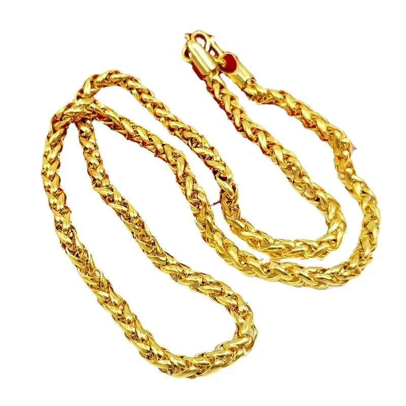 Colar de ouro 18K para homens e mulheres joias da moda em ouro corrente tailandesa oca corrente AU750 com certificado