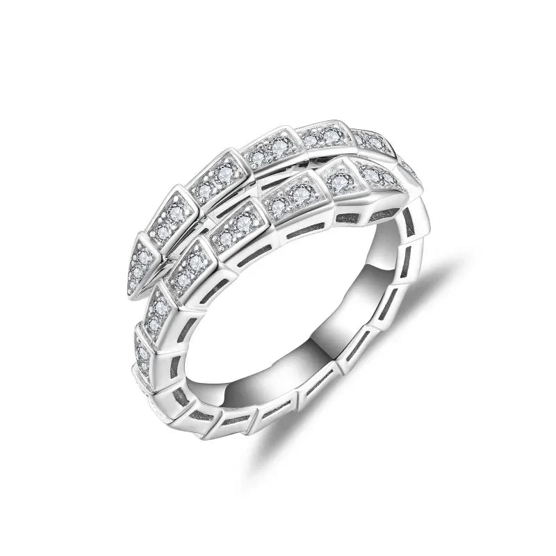 Siga nuvem em forma de cobra anel feminino completo moissanite diamante cobra osso aberto aliança de casamento para casal 925 prata esterlina festa
