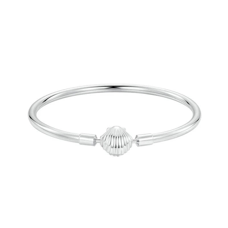 Bamoer autêntico 925 prata esterlina charme pulseira, clássico coração/concha pulseira básica para mulheres charme contas diy jóias bsb192