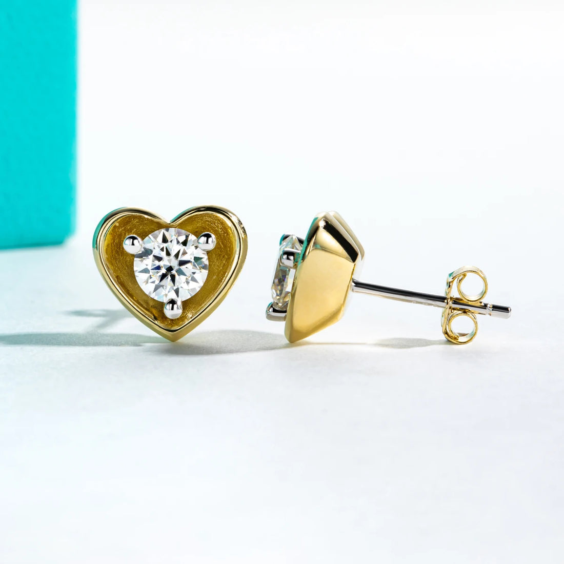 AnuJewel-Moissanite Brincos Da Forma Do Coração Para As Mulheres, Brincos Banhados A Ouro Amarelo, GRA Certificate Jóias, Atacado, 1ctw