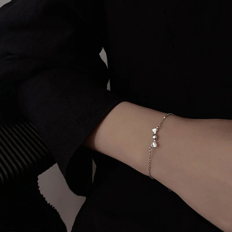 Ventfille 925 prata diamante-cravejado borboleta pulseira feminina moda temperamento flor pulseira ajustável
