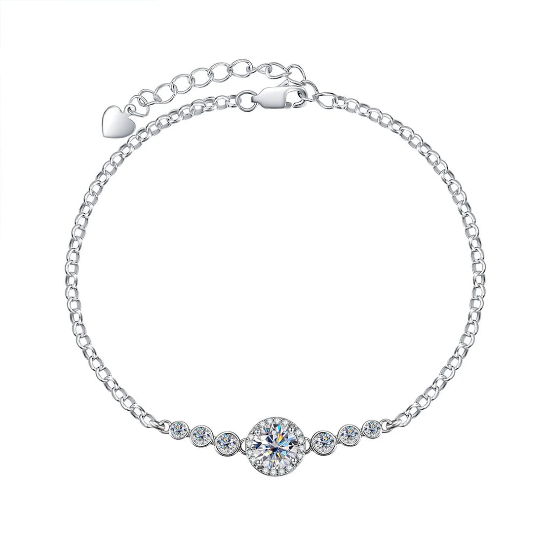 AnuJewel Moissanite Pulseiras De Tênis De Diamante para Mulheres, Pulseira Ajustável Banhada A Ouro Branco 18K, Presentes De Prata, 1ct