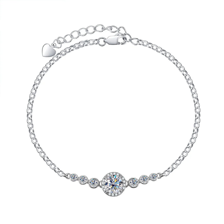 AnuJewel Moissanite Pulseiras De Tênis De Diamante para Mulheres, Pulseira Ajustável Banhada A Ouro Branco 18K, Presentes De Prata, 1ct