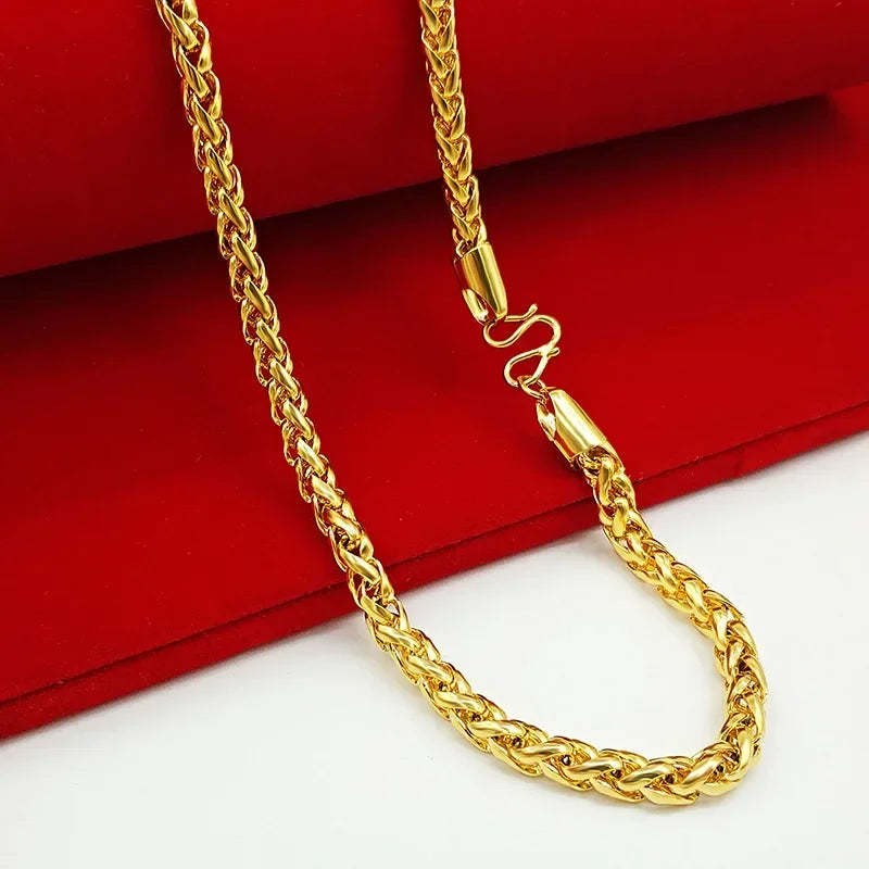 Colar de ouro 18K para homens e mulheres joias da moda em ouro corrente tailandesa oca corrente AU750 com certificado