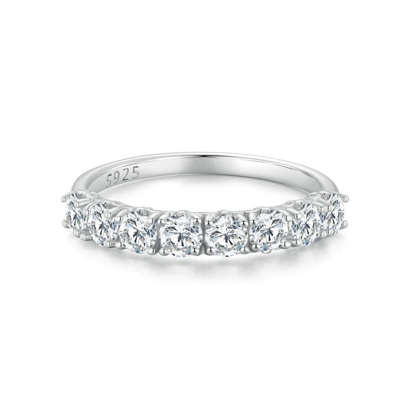 Bamoer 0.8ct d cor vvs1 ex redondo moissanite anel 925 prata esterlina eternidade anel feminino noivado casamento banda de luxo