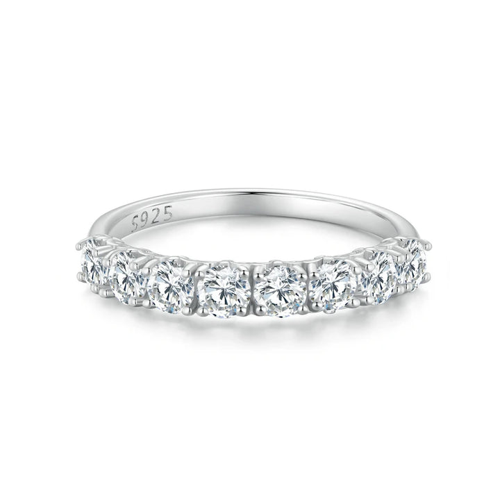 Bamoer 0.8ct d cor vvs1 ex redondo moissanite anel 925 prata esterlina eternidade anel feminino noivado casamento banda de luxo