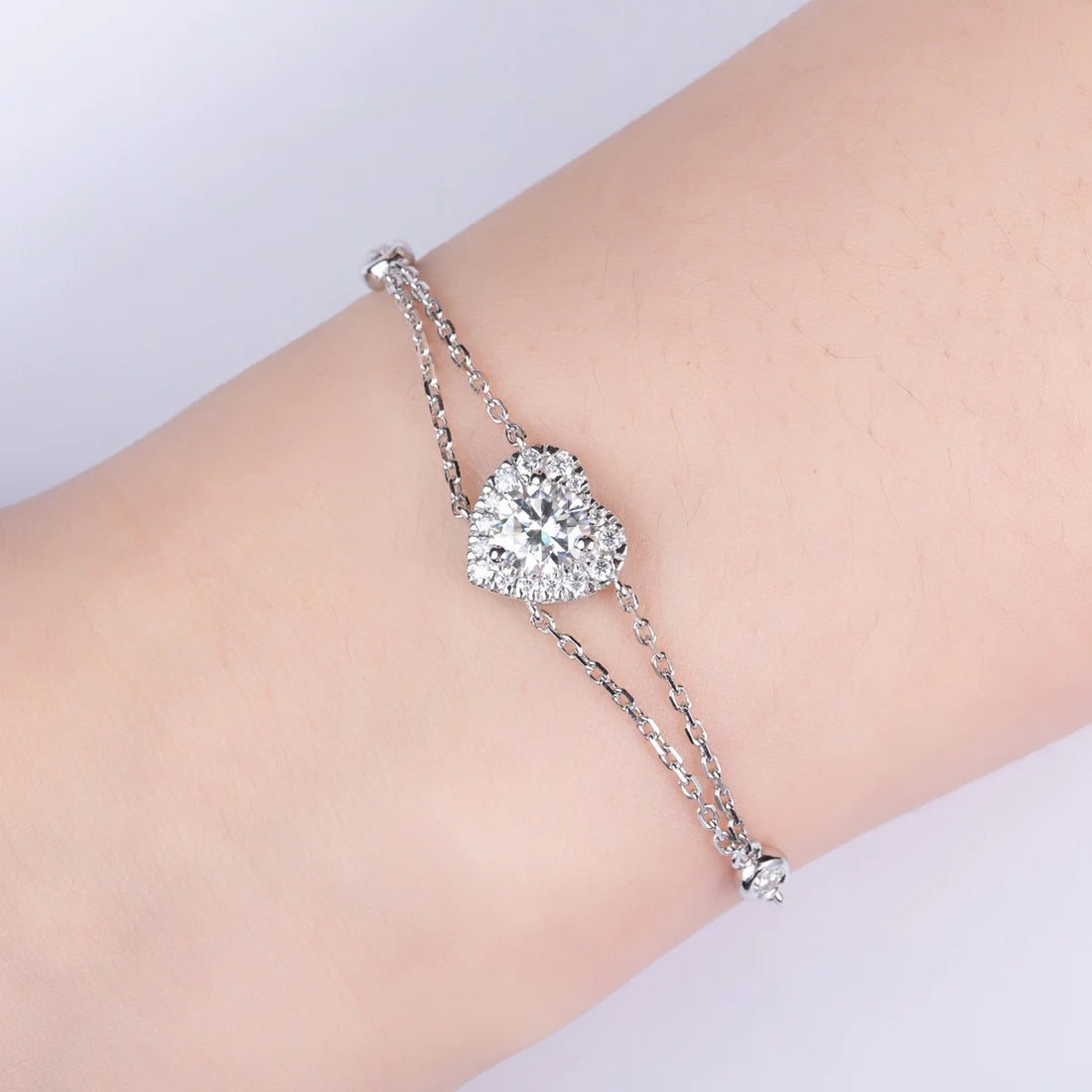 Coração de Marbella - Pulseira de Luxo Moissanite Coração em Prata Esterlina 925