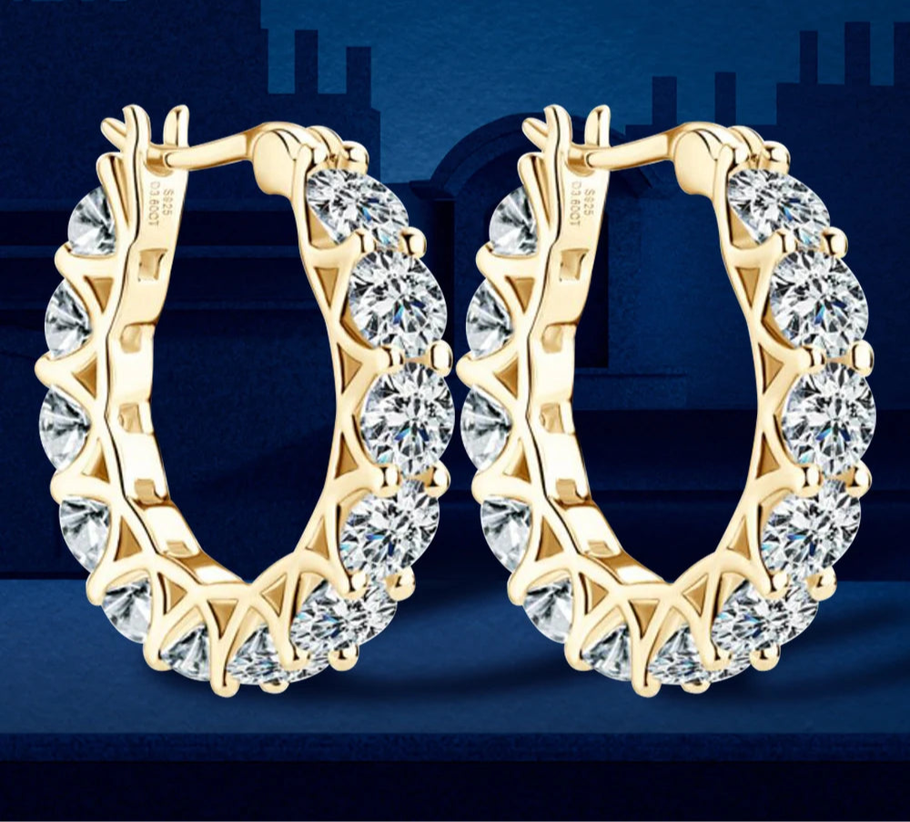 Full Moissanite Brinco De Argola para As Mulheres, Jóias De Casamento De Luxo, Original Certified, 925 Prata, 3.6ct Moissanite Diamante, 4mm