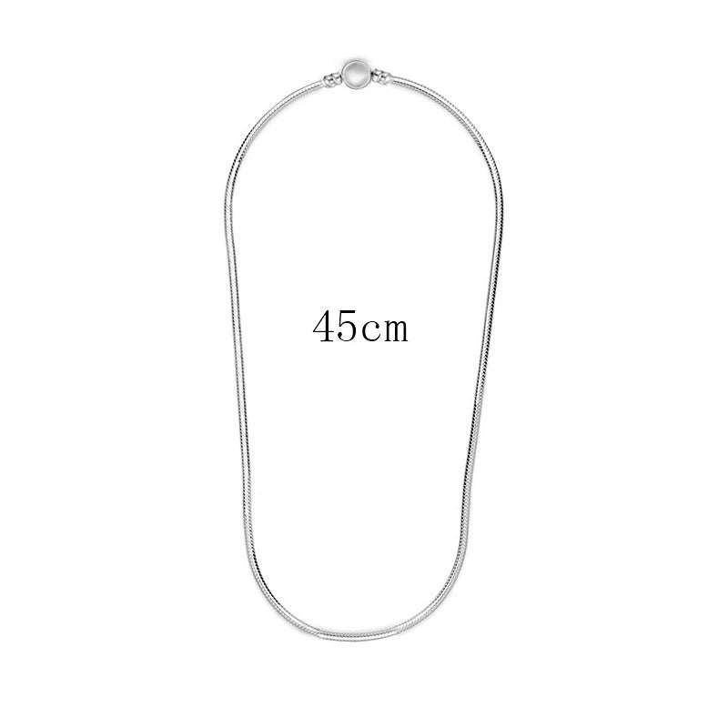 Coração amor 925 sterling silver cobra corrente colar seguro bola fecho contas encantos chocker colar para casamento feminino jóias diy