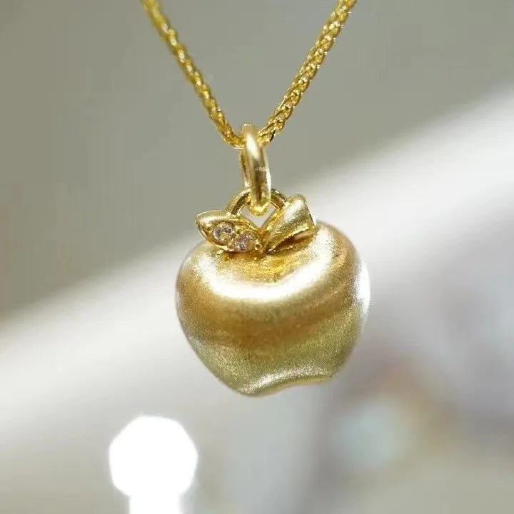 Real 18k ouro maçã pingente para mulher luxo au750 pingente colar jóias finas presente de banquete de alta qualidade