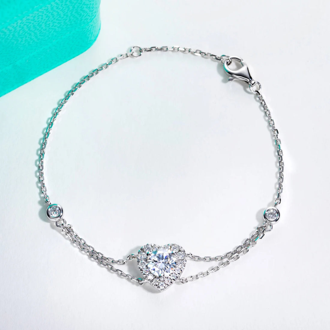Coração de Marbella - Pulseira de Luxo Moissanite Coração em Prata Esterlina 925