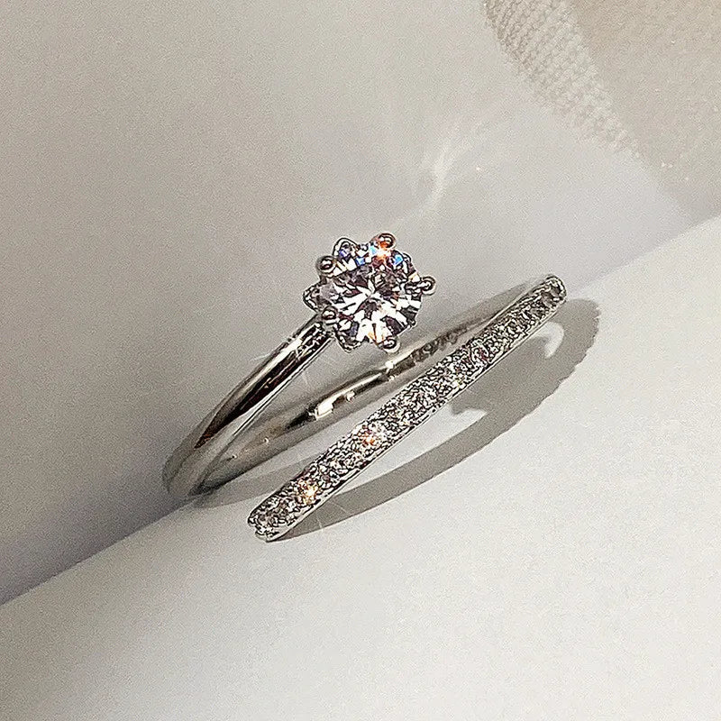 Anéis circulares de prata esterlina 925 para mulheres incrustados de cristal deslumbrante zircônia cúbica joias de declaração para uso diário