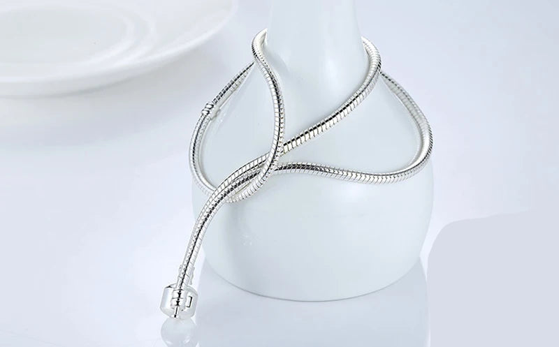 Coração amor 925 sterling silver cobra corrente colar seguro bola fecho contas encantos chocker colar para casamento feminino jóias diy