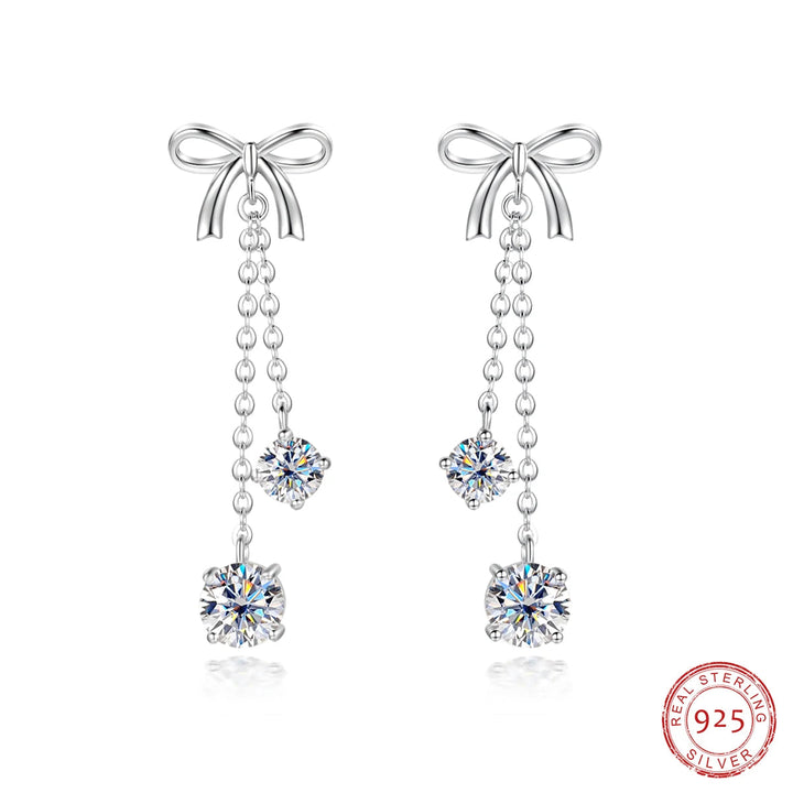 AnuJewel Bow Drop Brincos, 925 Sterling Silver Stud, D Cor Moissanite, Diamante, 3ct, Charme Jóias, Atacado