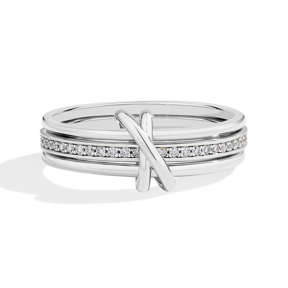 Mintybox s925 prata moissanite anel de noivado para mulher 1.0mm laboratório diamante três anéis móveis 18k banhado casamento jóias finas
