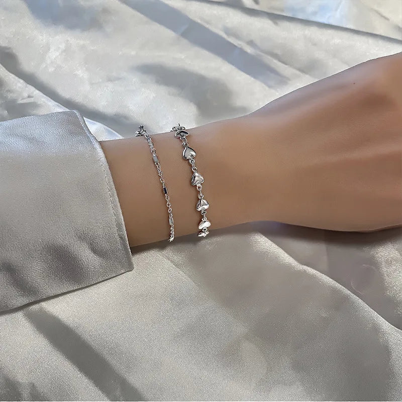 Ventfille 925 prata diamante-cravejado borboleta pulseira feminina moda temperamento flor pulseira ajustável