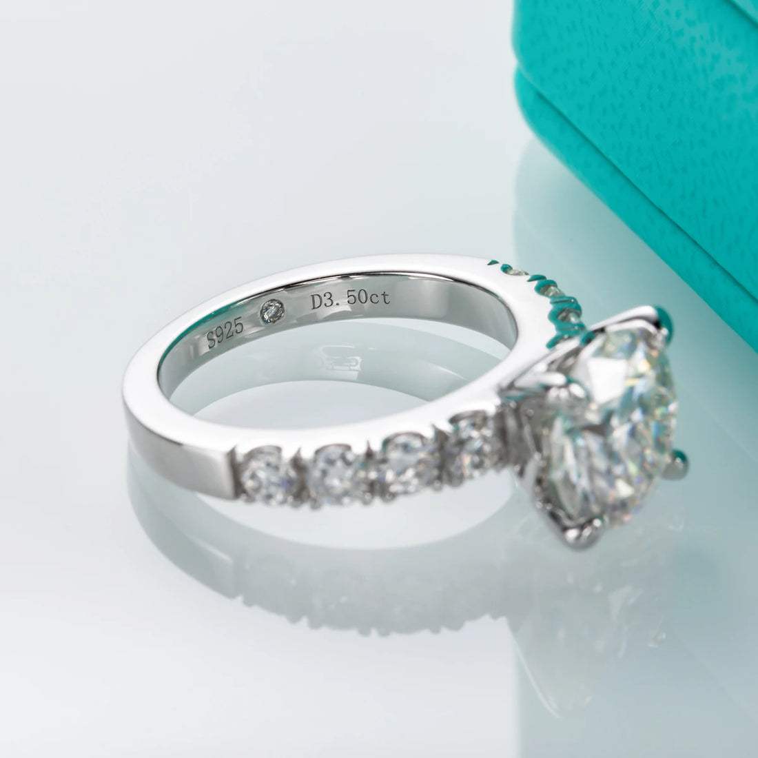 Anéis de Noivado AnuJewel 4,3 cttw D Color Moissanite Prata Esterlina 925 Banhado a Ouro 18k Anéis de Aliança de Casamento com Diamante Criado em Laboratório
