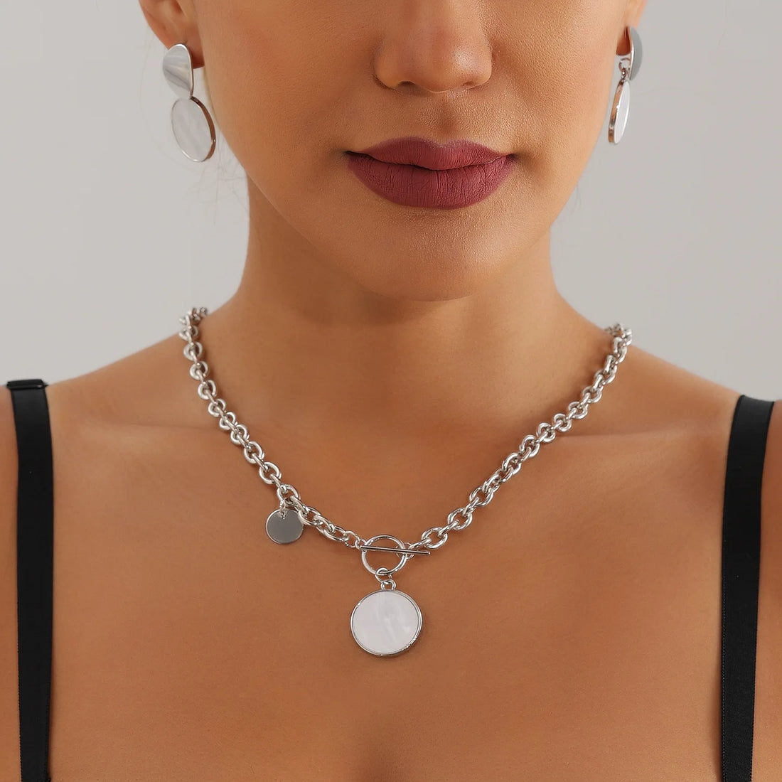 Conjuntos de Jóias Pingente Branco Concha para Mulheres, Colar na Moda, Pulseira, Brincos, Anel, Presentes de Casamento, Luxo Leve, 5Pcs, Conjunto