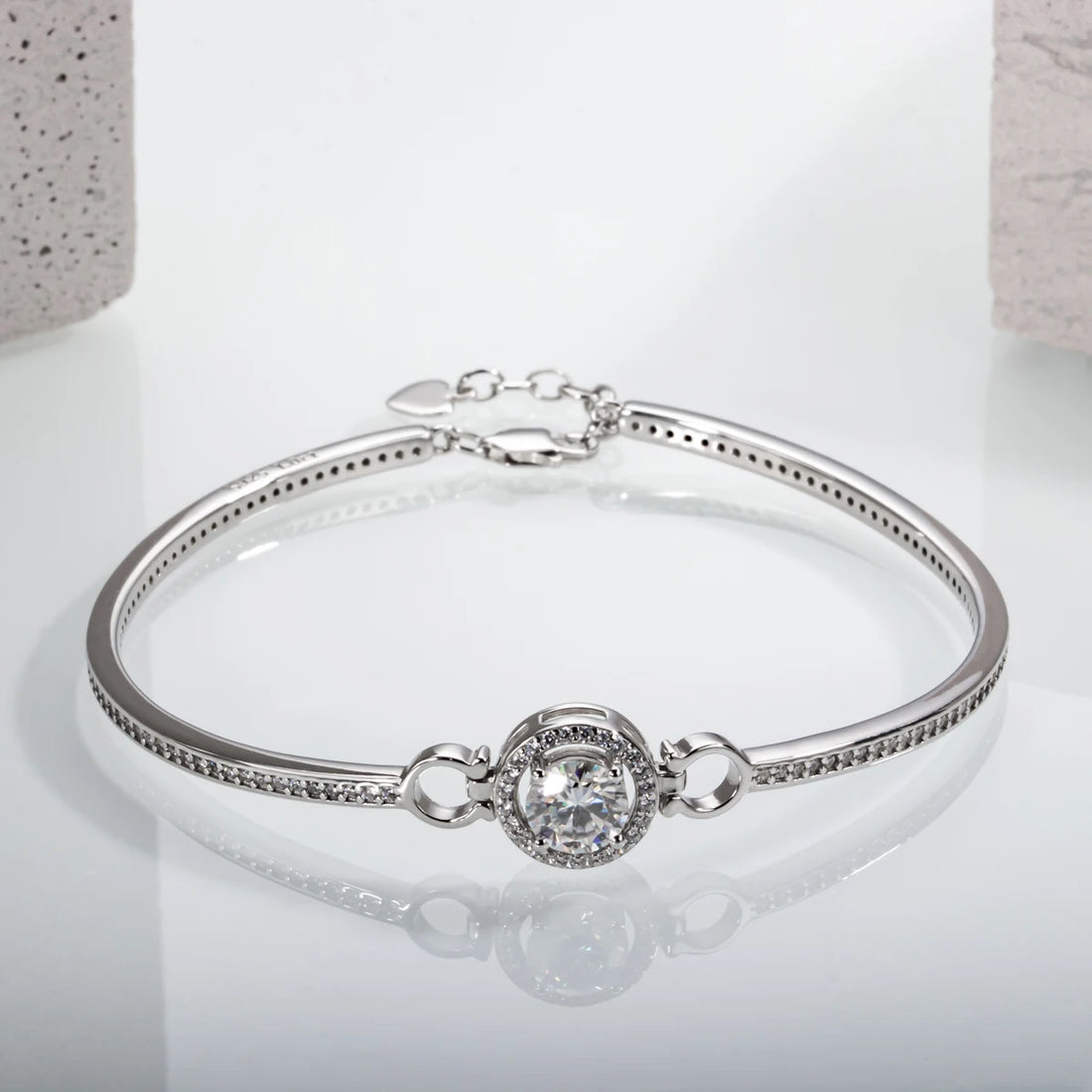 Anujewel 1ct d cor moissanite diamante pulseira de prata 18k branco banhado a ouro ajustável pulseiras para presentes da mulher
