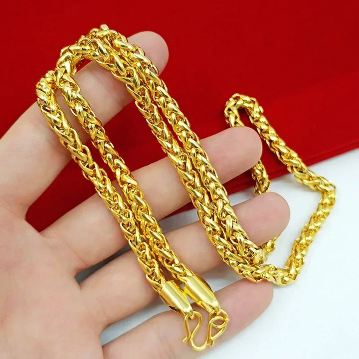 Colar de ouro 18K para homens e mulheres joias da moda em ouro corrente tailandesa oca corrente AU750 com certificado