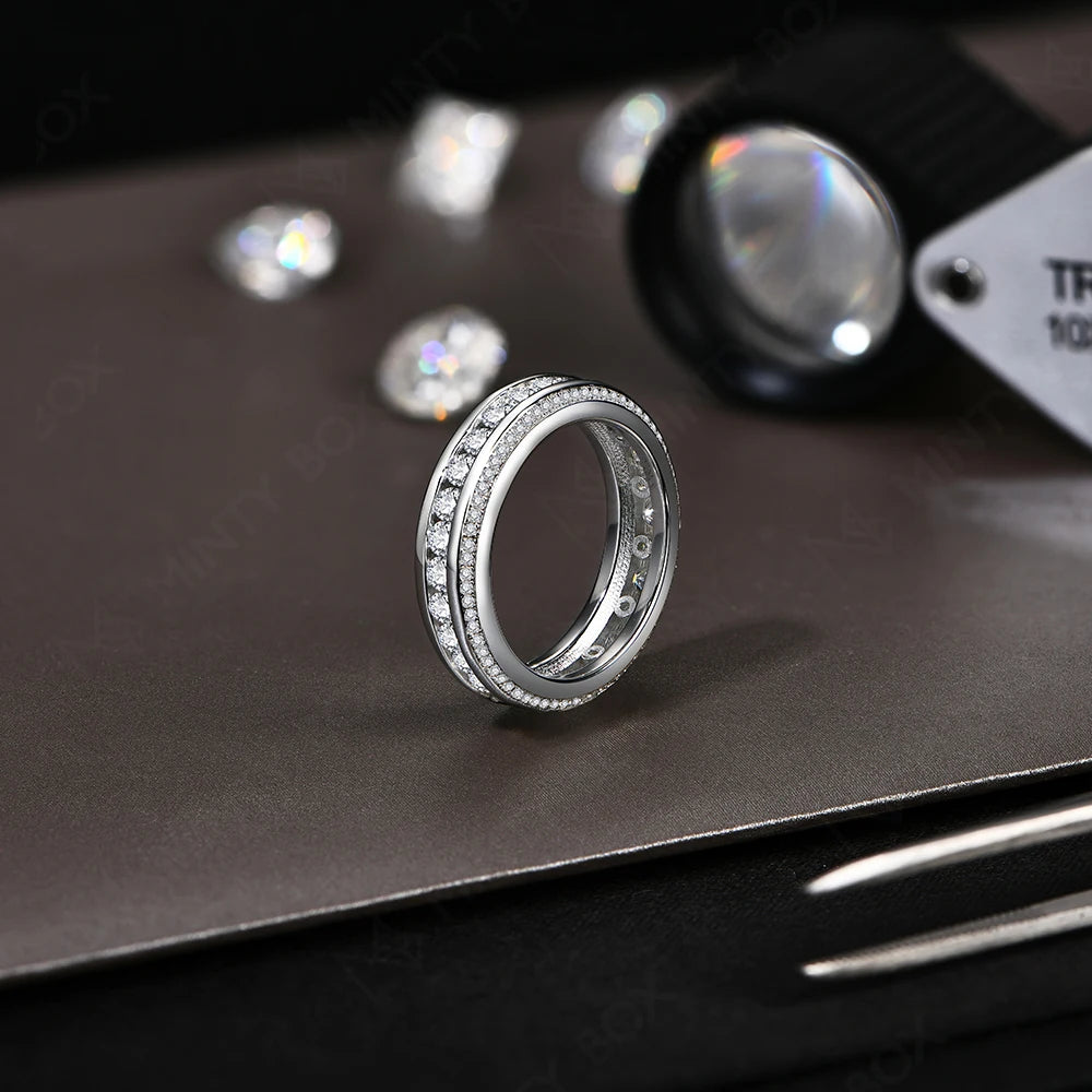 Mintybox s925 prata esterlina moissanite anel d vvs1 laboratório cultivado diamante 1.68ctw anéis de noivado para mulher casamento banda presente