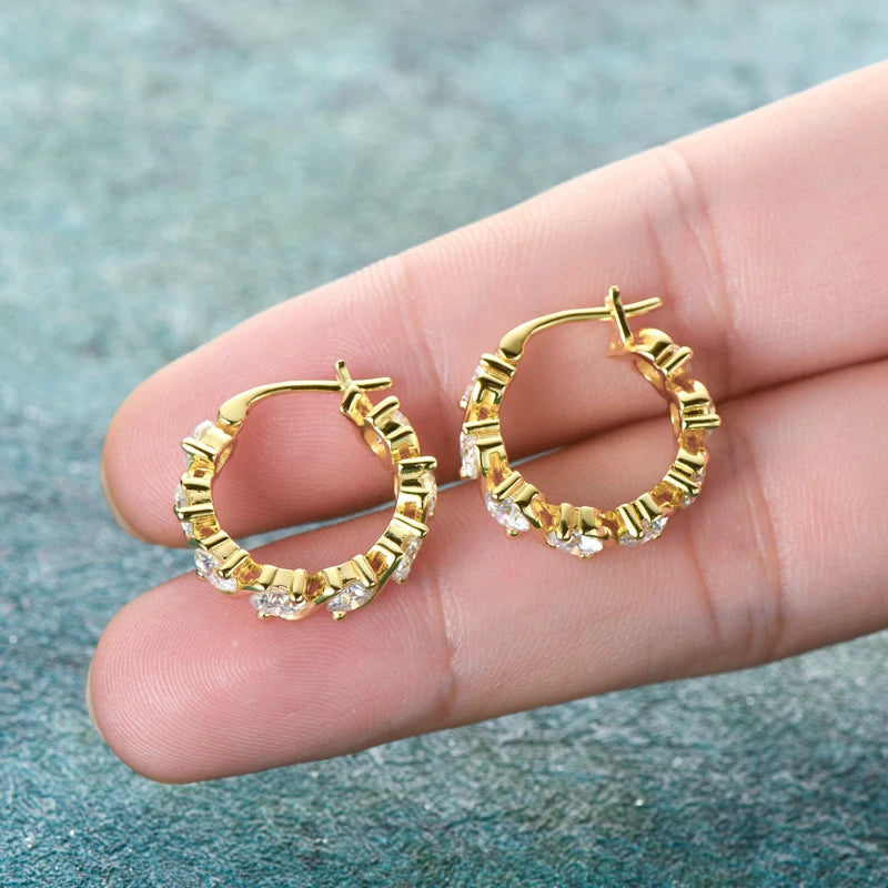 Lnngy 4.8CTTW. Brinco de moissanite de corte redondo brilhante para casais amantes temperamento espumante brincos de casamento presente jewerly