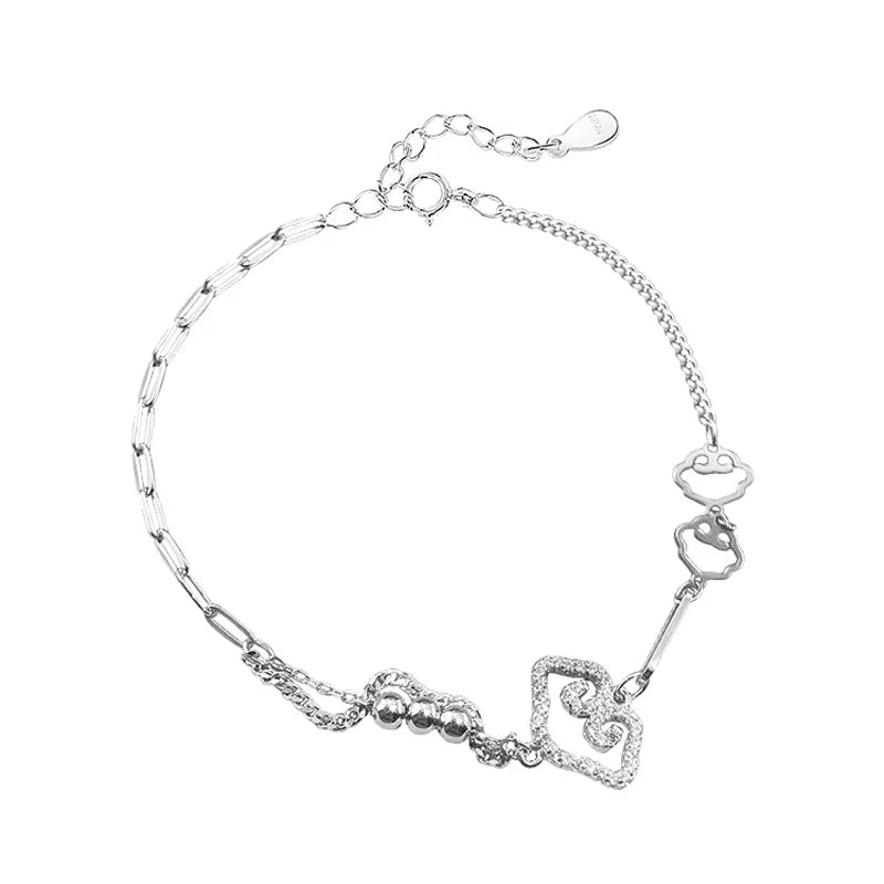 Pulseira circular de corrente de três camadas banhada a prata 925 para mulheres, presente simples e requintado, acessórios de casamento