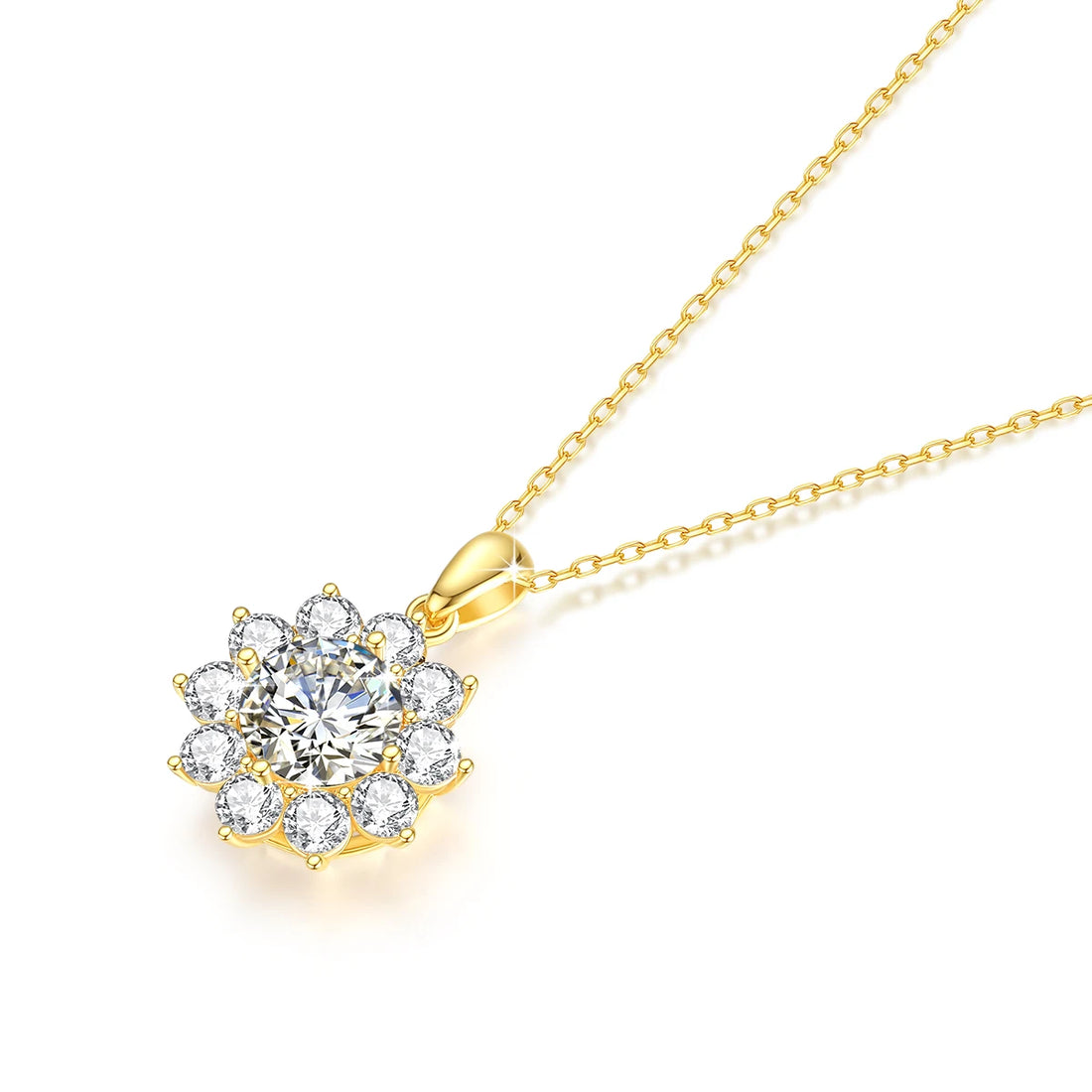 Szjinao colar de moissanite 1ct, ouro 18k 100% com certificado, joias de qualidade para mulheres, pingente de flor, presente de aniversário de casamento