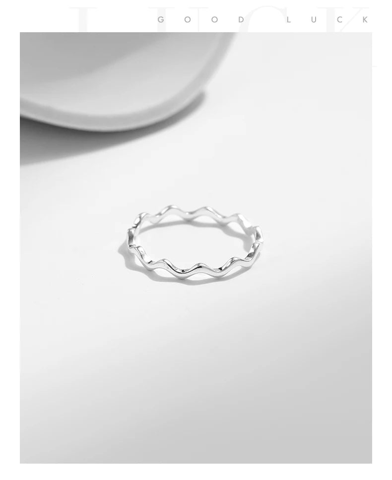 Modian 925 prata esterlina linha onda na moda anel de dedo fino simples empilhável requintado anéis para mulheres menina festa jóias presentes